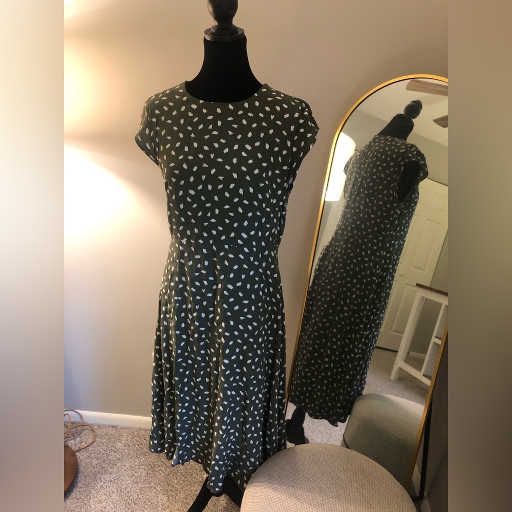 LOFT Brushstroke Flutter Sleeve Midi Dress